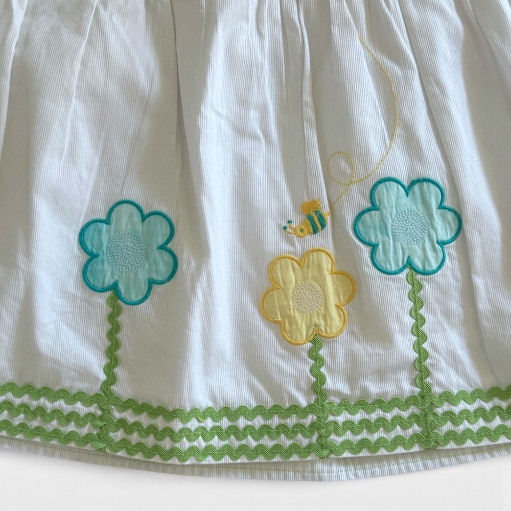 Hartstrings Skirt Girls Size 14 White Corduroy Embroidered Flower Bee d - Picture 2 of 5